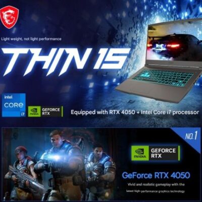 MSI Thin Pro 15 Pro Edition Gaming Laptop i7  RTX4050 15.6-inch Black